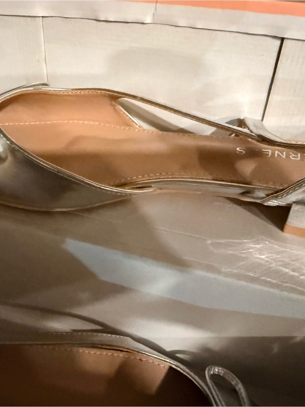 Women's Silver Slingback Flats with Low Heel